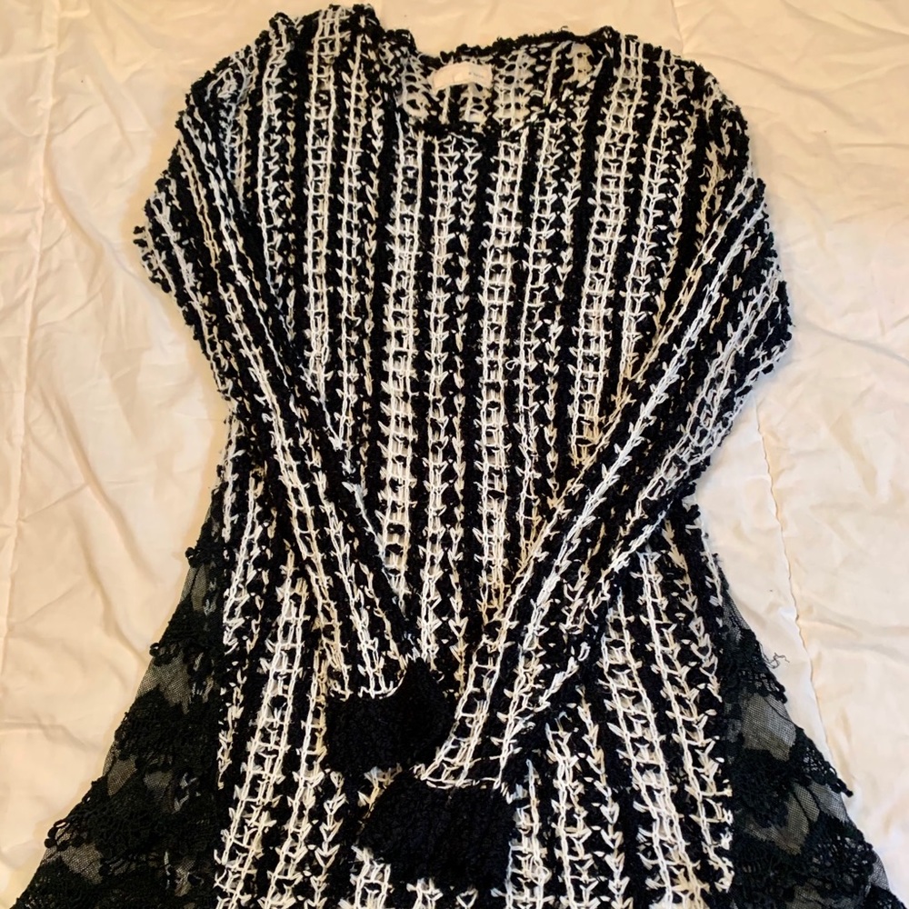 Black and white sweater with lace